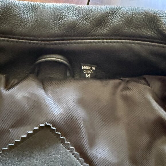 Roundtree & Yorke Mens Black Faux Leather Jacket Large With Stand Collar & Zip C - Picture 7 of 7